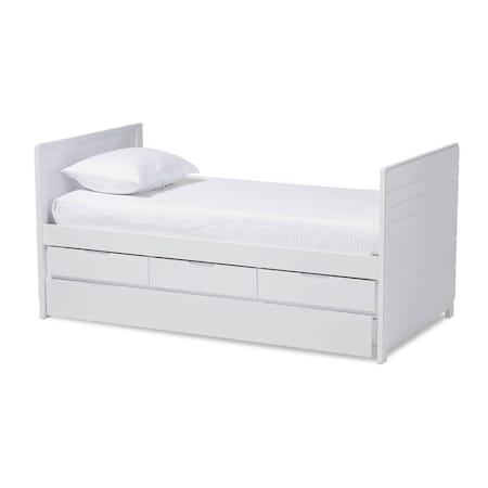 Baxton Studio Linna Modern White-Finished Daybed with Trundle 146-8201